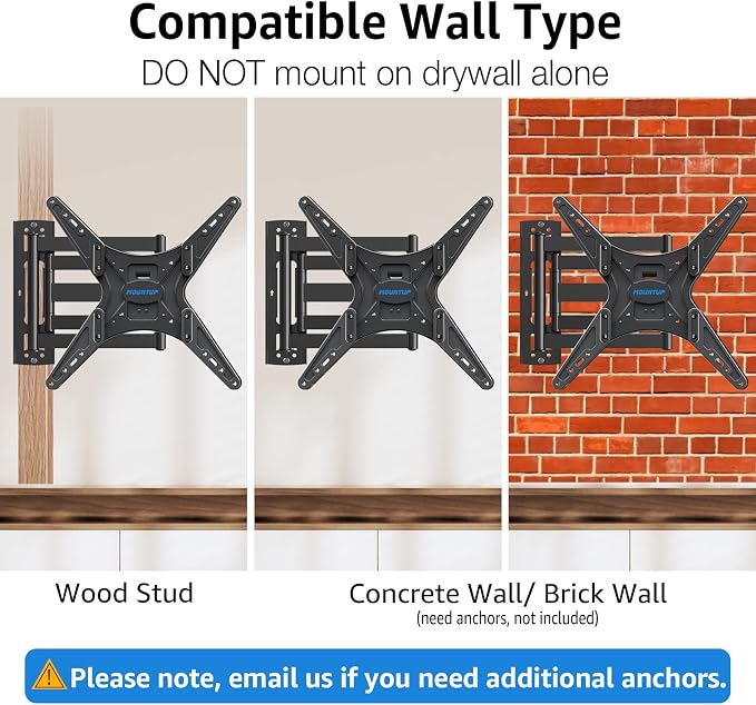 MOUNTUP Corner TV Wall Mount for Most 26-65 Inch TVs, Long Arm TV Mount with 30 Inch Extension Arm, Smooth Swivel Tilt Single Stud Full Motion Bracket Max VESA 400x400mm, 77 lbs Heavy Duty, MU0057 - Image 9