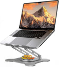 JCZT 360° Rotating Laptop Stand for Desk, Metal Foldable Laptop Riser Gray | Ergonomic Portable Adjustable Laptop Stand, Ventilated Cooling Notebook Holder for MacBook Air Pro, All 10-16'' Laptops by JCZT