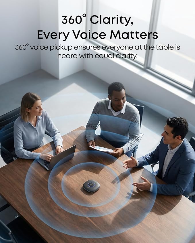 Anker PowerConf Speakerphone, Zoom Certified Conference Speaker with 6 Mics | 360° Enhanced Voice Pickup, 24H Call Time, Bluetooth 5.3, USB C, Compatible with Leading Platforms for Personal Workspaces - Image 3