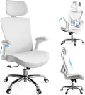 Ergonomic Office Chair:Home Office Desk Chairs with Headrest Lumbar Support | Ergalithic Ergonomic Desk Chair X-Shaped Mesh PU Leather Executive Computer Chair High Back Flip-Up Arms for Long Hour by Ergalithic