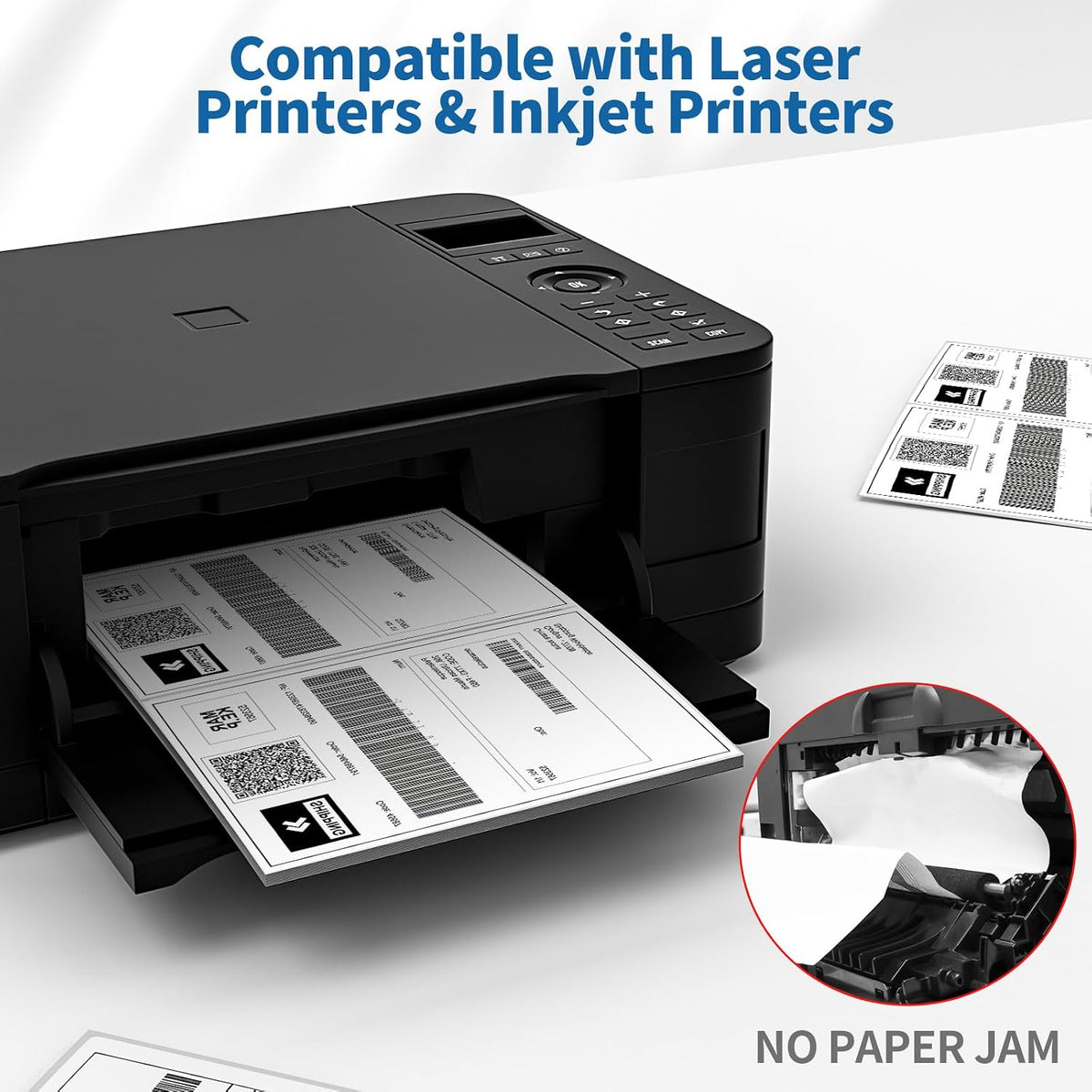 Half Sheet Shipping Labels - 8000 Counts, 8.5” x 5.5” Self Adhesive Shipping Label White Internet Mailing Labels 2 Per Page, Laser & Inkjet Printer Compatible [4000 Sheets 8.5” x 11”] - Image 4
