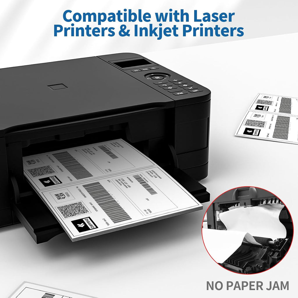 Half Sheet Shipping Labels - 20000 Counts, 8.5” x 5.5” Self Adhesive Shipping Label White Internet Mailing Labels 2 Per Page, Laser & Inkjet Printer Compatible [10000 Sheets 8.5” x 11”] - Image 4