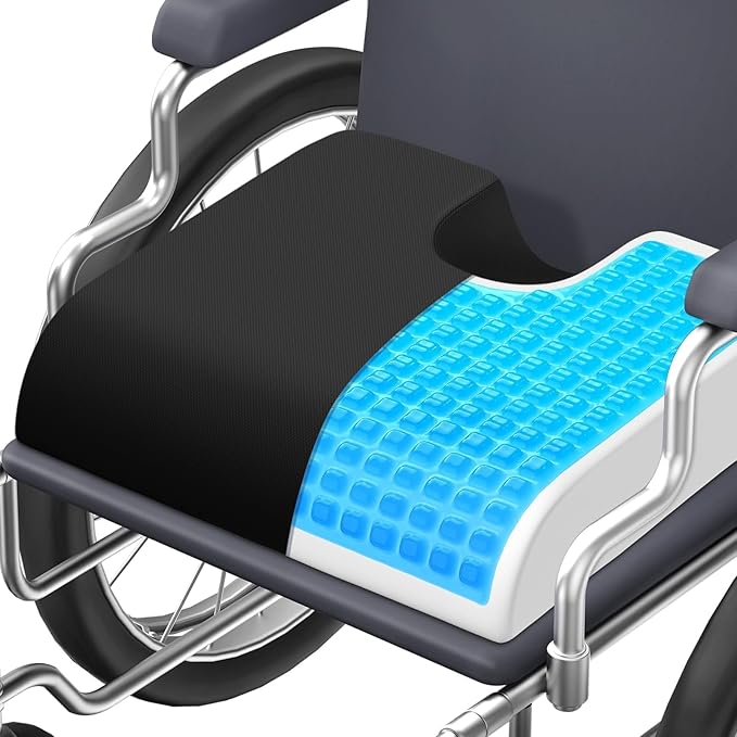 TranquilMoments Seat Cushion, Gel Wheelchair Seat Cushion, Black | Wheelchair Seat Cushion Cooling Gel Memory Foam, Tailbone Pain Relief & Non - Slip Bottom Chair Cushion by Unknown