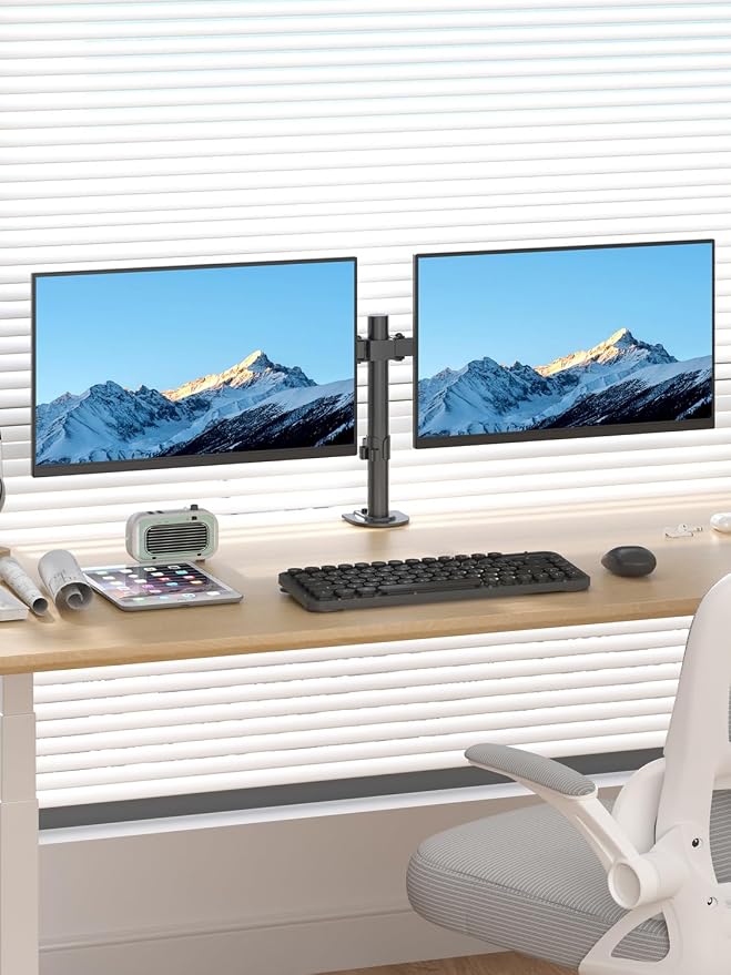 Suptek Dual Monitor Desk Mount, Adjustable Dual Monitor Arm for 2 Computer Screens up to 27 inch, Dual Gas Spring Monitor Arm, Holds up to 22 lbs Each, VESA 75x75/100x100 mm, Black (MD9442) - Image 7
