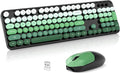 Wireless Keyboard and Mouse Combo, 2.4GHz Retro Full-Size Typewriter Keyboard with Number Pad and Wireless Mouse for PC/Laptop/Desktop/Windows (Black Green) by Unknown