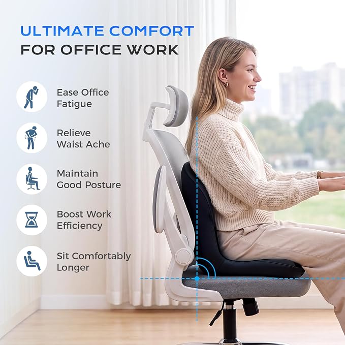 Coverado Car Seat Cushion and Lumbar Support Pillow One Piece, Napa Leather Memory Foam Ergonomic Back Support Driving Seat Cushion for Back Pain, Non-Slip Washable Cushion for Car, Driver, Office - Image 7