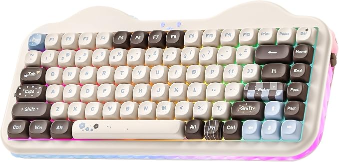 YUNZII C75 Cute 75% Wireless Mechanical Keyboard (Choco, Candy Switch) | Creamy Cake Keyboard, BT5.0/2.4G/USB-C, Hot-Swap, NKRO, PBT MOA Keycaps,5500mAh RGB Gasket Mount for Mac/Win/Gaming/Office by YUNZIIMECHANICALKEYBOARD