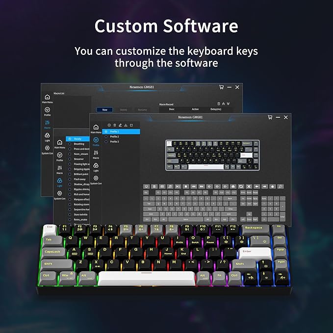 Newmen GM681 Wired Mechanical Keyboard,60% LED Backlit Gaming Keyboard | Wired Gaming Mechanical Keyboard,LED Backlit,Custom Hot Swappable,Ergonomic,Compact Small,USB Mini Computer Keyboard,PC Gamer - Image 5