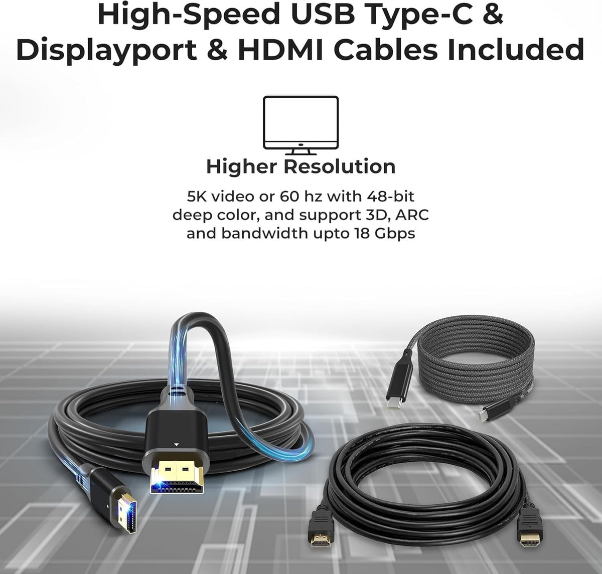 Dell Pro Dock WD25 Universal Docking Station Bundle — USB-C/USB-A Dual Display Dock with 100W Adapter + HDMI Cable + USB-C Cable + DisplayPort Cable + Cleaning Cloth - Image 6