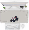 Pixio Mouse Pads - 36 x 16 inch XXL Playful Cats (Center) Beige Multifunctional Large Desk Mats for Gaming, Office, Desktop Anti-Slip Waterproof Washable Computer Mouse Mat by Pixio