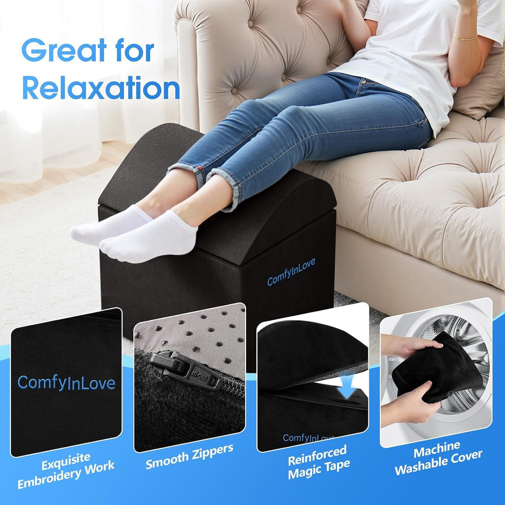 Foot Rest for Under Desk with 3 Heights, Foot Stool, Black - Image 4