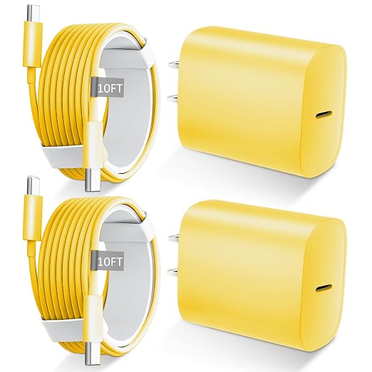 Phone 17 16 15 Charger Fast Charging Type C Chargers USB C Fast Charger Block & Phones 17 Charger Cord 10FT Long USB C Charging Cable for i.Phone 17/17 Pro/17 Pro Max/Air/Phone 16 15 Pro Max,Yellow by DiHines