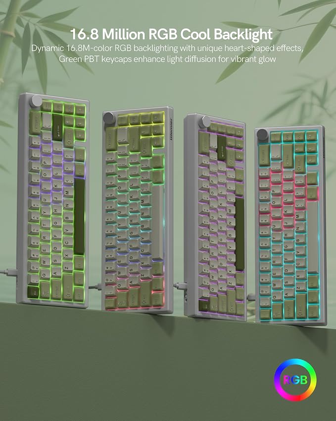 Womier 60% Gaming Mechanical Keyboard Green QMK/VIA | Creamy Keyboard Wired,Hot Swappable Gasket Mount RGB Key board,PBT Keycaps POM Linear Switch for Windows/MAC (VK66 PRO) - Image 6