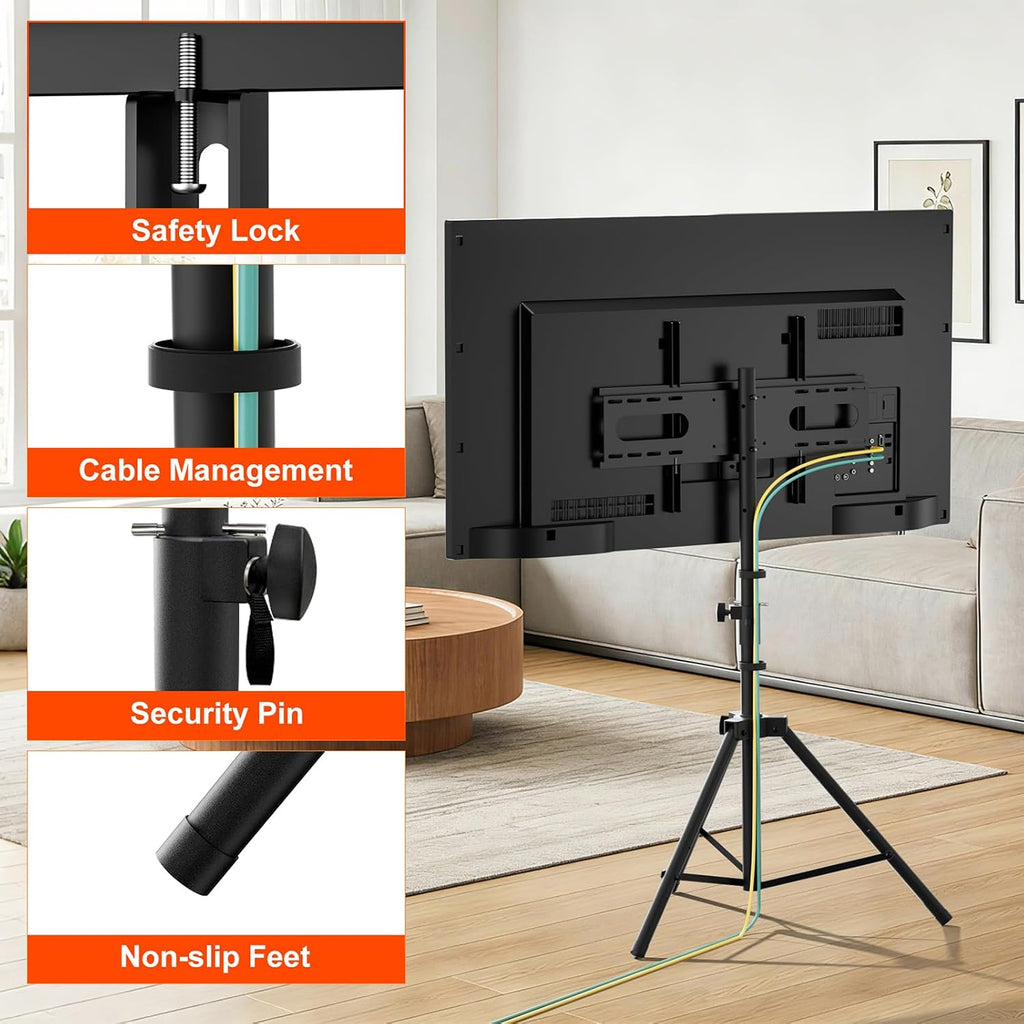 Tripod TV Stand,Outdoor TV Stand for 30-75 inch TVs, Black - Image 3