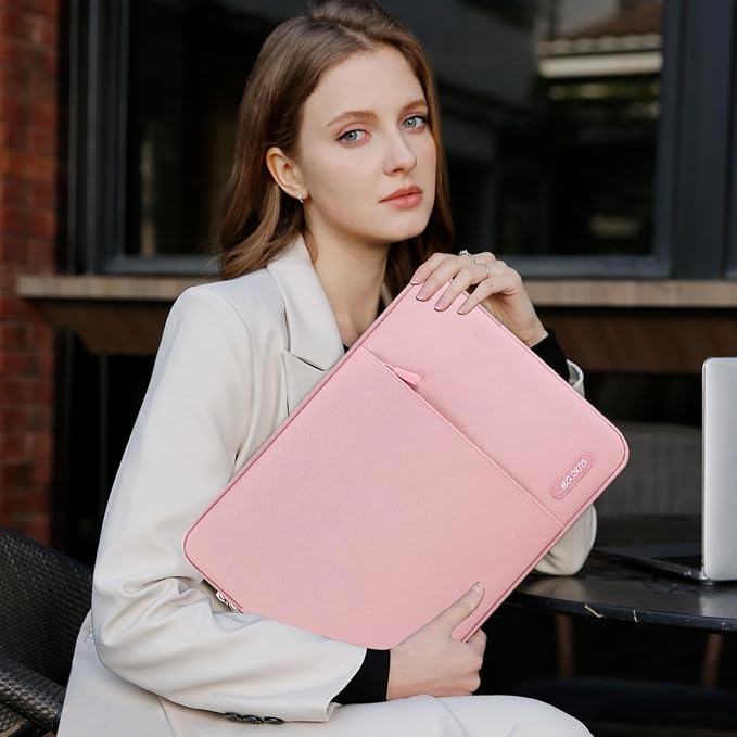 MOSISO Laptop Case 13.3 inch, 13-13.3 inch Laptop Sleeve Bag with Pocket | Compatible with MacBook Air/Pro 13/Pro 14 M5 M4 M3 M2 M1, HP Dell ASUS Lenovo, Polyester Vertical Computer Bag, Pink - Image 6