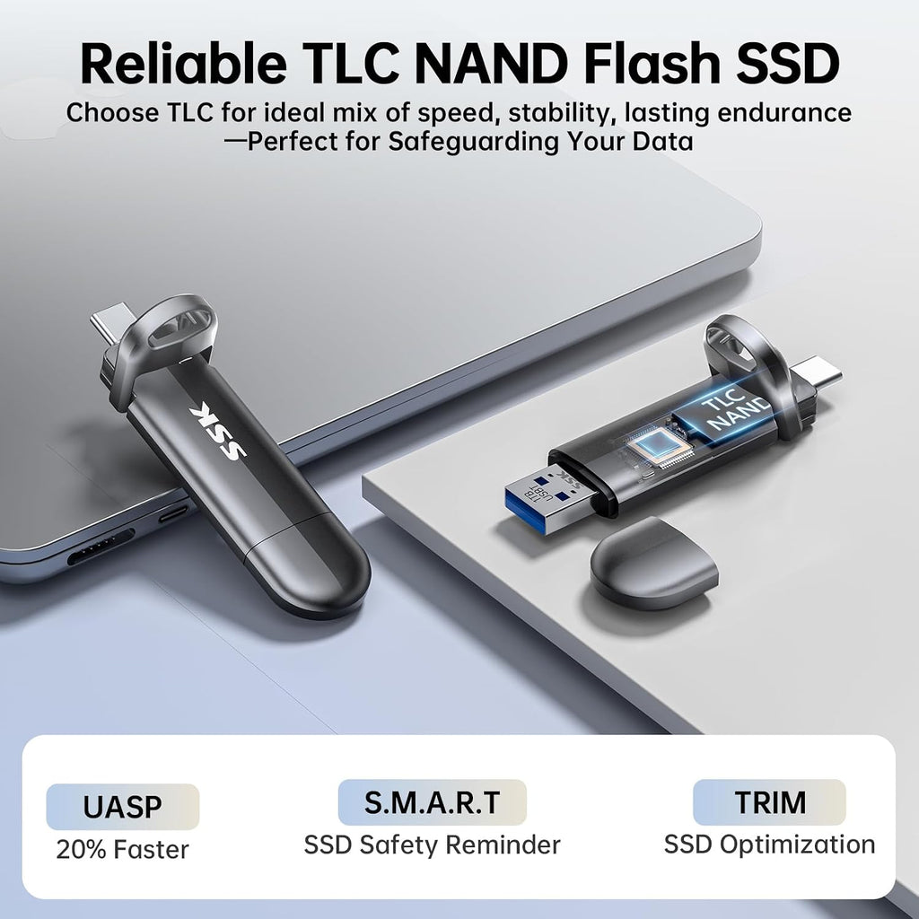 SSK 2TB USB Flash Drive SSD External Thumb Drive Dual USBC+A Up to 1000MB/s - Image 5