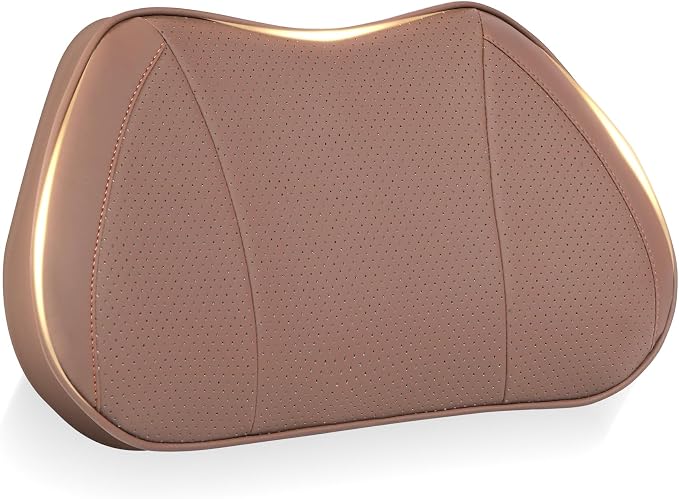 Car Lumbar Support Pillow for Driving Seat, Brown, 1 Pack | Leather Memory Foam Lumbar Cushion for Lower Back Pain Relief, Universal Back Support for Driving, Home & Office Chairs - Image 9