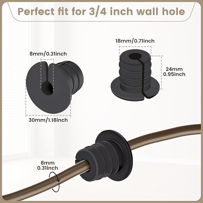Starlink Cable Grommet Routing Kit for 3/4 inch Wall Hole, 4PCS Wall Grommets Accessories Including 3/4" Spade Drill Bit, Drill bit, and 40 Wall Wire Clips - Image 4