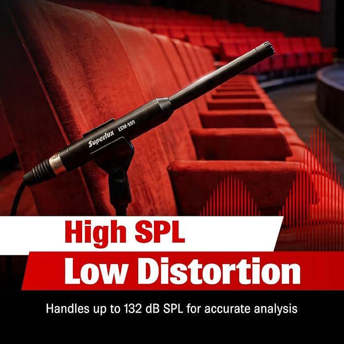 Superlux ECM999 Omnidirectional XLR Measurement Microphone, 20Hz–20kHz | For engineers and home-theater users calibrating rooms or testing speakers; flat 20Hz–20kHz response and 132dB SPL handling. - Image 6