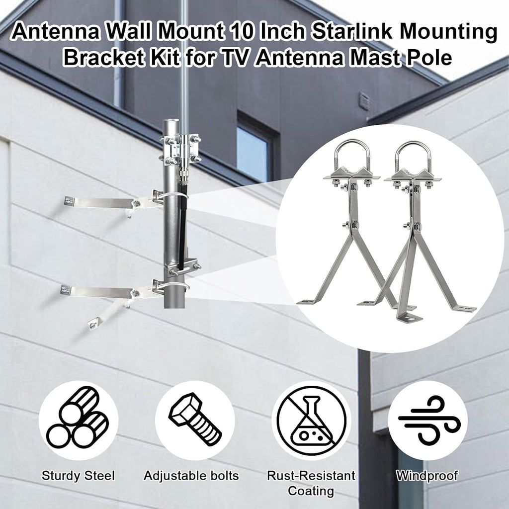 XRDS-RF Antenna Wall Mount - 10 Inch Heavy-Duty Stand Off Wall Mast Mount Windproof Mounting Bracket for TV Antenna Mast (2-Leg + 3-Leg) - Image 7