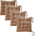 Set of 4 Square Chair Pads Indoor Seat Cushions Pillows with Ties Soft Comfortable Non Slip Chair Mat for Kitchen Dining Office Desk Living Room Outdoor Tatami 15.5" - Khaki by MissSoul