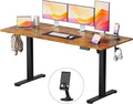 YESHOMY Height Adjustable Electric Standing Desk, 63 x 24 Inches Memory Home Office Sit Stand up Desk with Phone Holder and USB Charging Port, Rustic Brown by SearchallYESHOMY