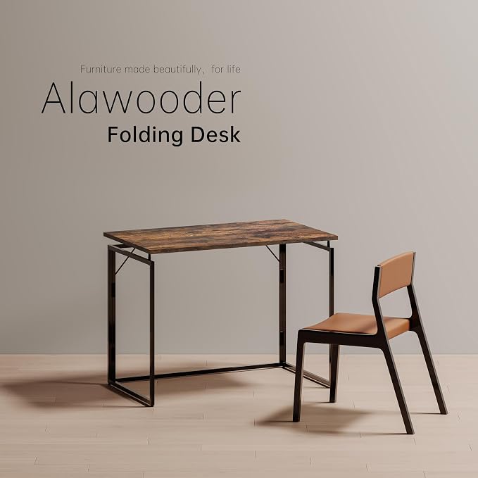39.4" Folding Desk: No Assembly, Wood Top for Small Spaces | 39.4 in dual-monitor workspace, holds 150 lbs, folds flat to 2.3 in, splash-proof top, home office or gaming - Image 9