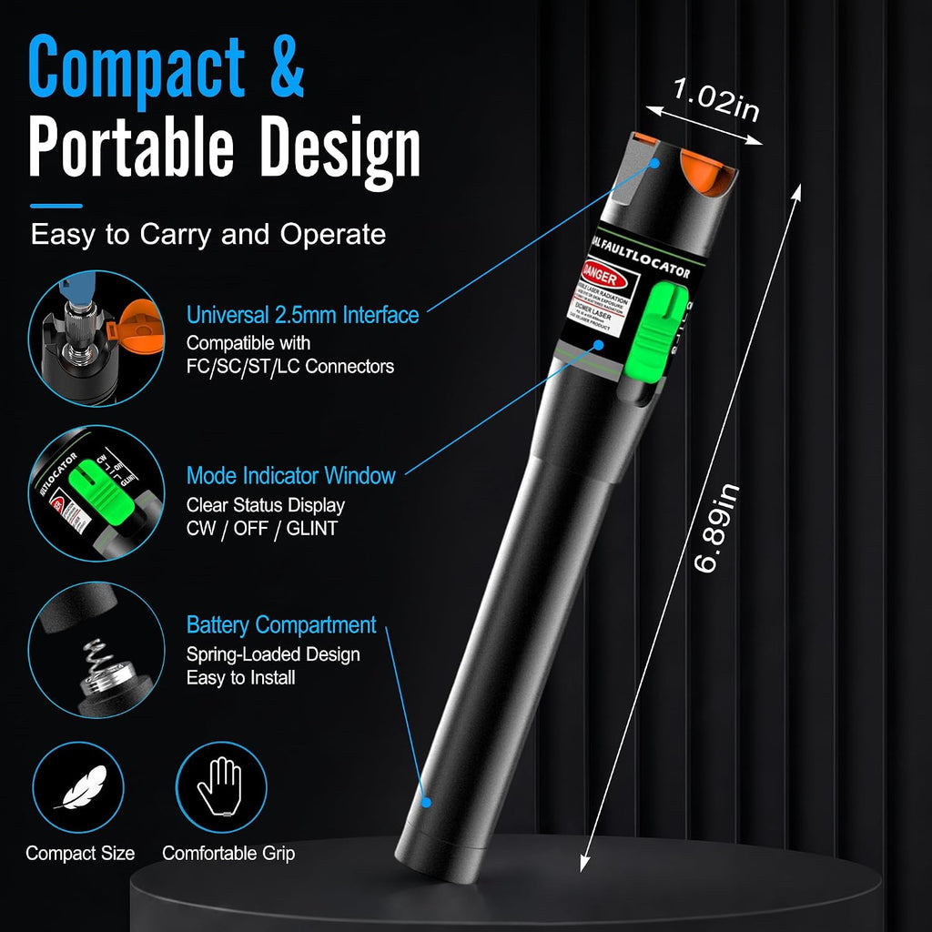 2PCS Visual Fault Locator, VFL Tester Kit - Includes Single Mode 9/125um FC Male to LC Female Adapter and Red Light Pen for Fiber Optic Cable Network Testing - Image 6