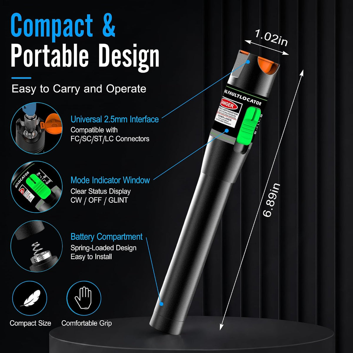 2PCS Visual Fault Locator, VFL Tester Kit - Includes Single Mode 9/125um FC Male to LC Female Adapter and Red Light Pen for Fiber Optic Cable Network Testing - Image 6