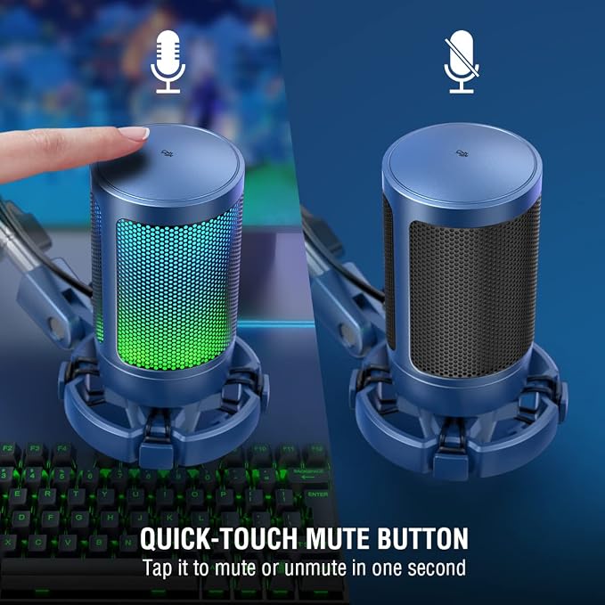 FIFINE A6TB USB Streaming Microphone Kit, RGB Condenser Mic with Boom Arm | Mute Button, RGB Indicator, Gain Control, Cardioid pickup, Pop Filter, for PC PS5/Mac Gaming Discord Twitch Podcasts - Image 2