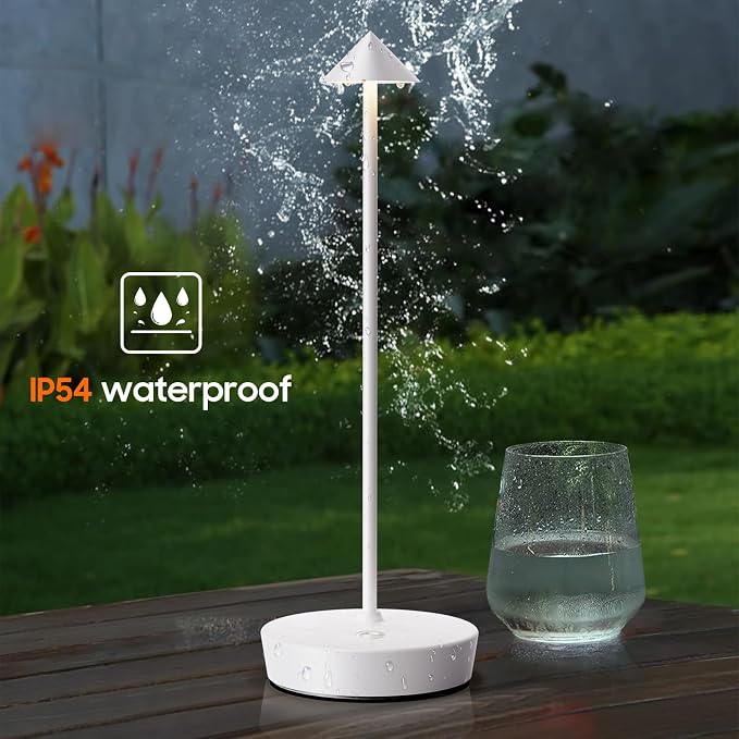 Set of 2 Cordless Rechargeable Led Table Lamp Battery Operated Light White | 6000mAh Touch 3 Color Dimming Portable Metal Outdoor Waterproof Light for Patio/Restaurant/Dining/Home - Image 5