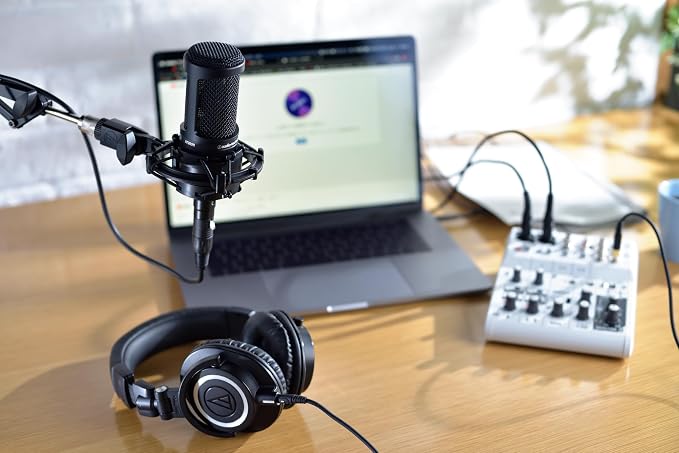 Audio-Technica AT2020 Cardioid Condenser Studio XLR Microphone, Ideal for Project/Home Studio Applications, Black | Project/Home Studio Applications, Black - Image 6