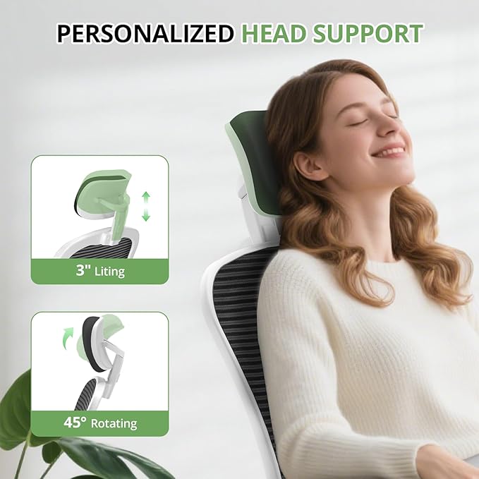 Office Chair|330LBS Capacity Ergonomic Desk Chair | High Back Computer Chair,Long Hours Comfortable,Rolling Swivel,Flip-up Armrests,Home Office - Image 5