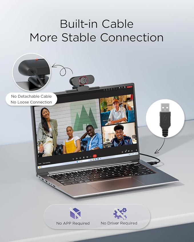 wegear 4K Webcam for PC, USB-A Computer Camera with Sony 1/2.55'' Sensor, 4K@30FPS & 1080P@60FPS, PDAF Autofocus, Dual Noise-Canceling Mics, Privacy Cover, 73° FOV for Meetings, Streaming & Gaming - Image 4