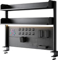 Clamp On Desk Pegboard Shelf - Metal Desktop Organizer Hutch with 2 Shelves by CHSSIH