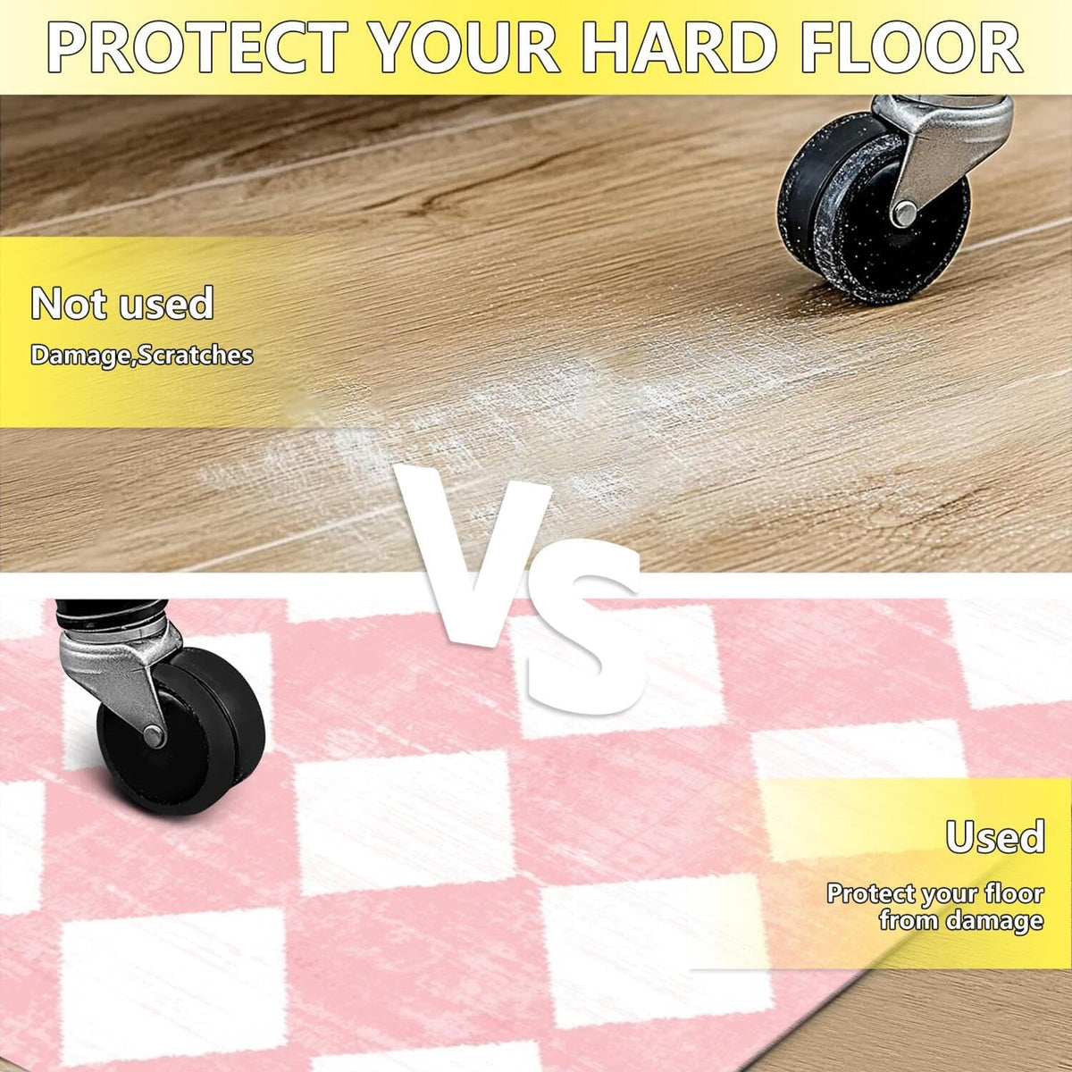 Office Chair Mat for Carpet Hardwood Tile Floor,36"x48" Computer Chair Mat for Rolling Chairs Carpet, Under Desk Non Slip Gaming Rug, Low-Pile Rubber Backing Large Protector Mat,Boho Pink Checkered - Image 5