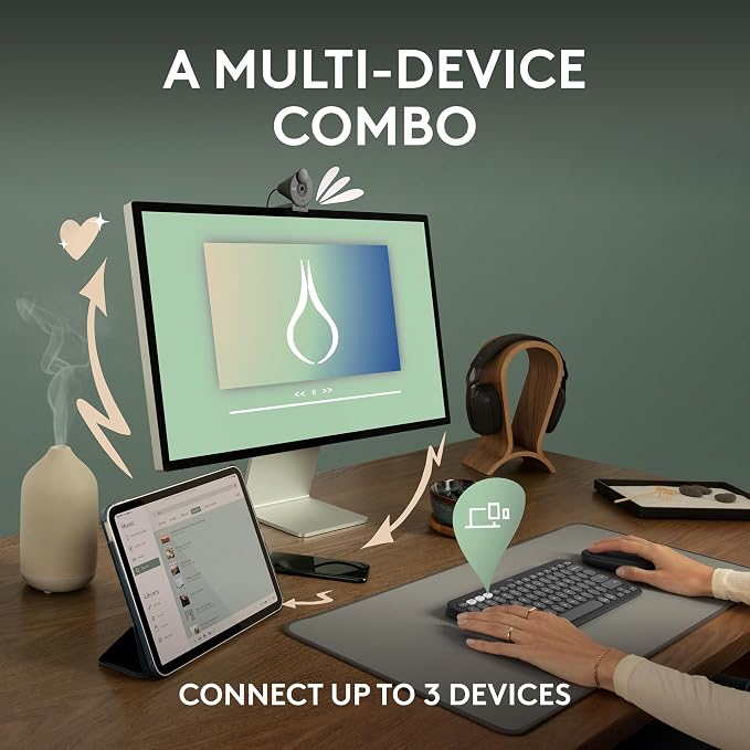 Logitech Pebble 2 Combo Wireless Keyboard and Mouse Quiet - Tonal White | Quiet and portable, customizable, Logi Bolt, Bluetooth, Easy-Switch, for Windows, macOS, iPadOS, Chrome - Image 3