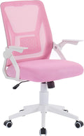 VECELO Mid-Back Swivel Ergonomic Office Chair with Adjustable Arms Mesh Lumbar Support for Computer Task Work, Pink by VECELO