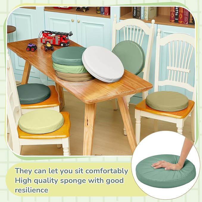 Juexica 8 Pcs Floor Cushions Kids,Matcha Color,13.8 X 13.8 X 2 Inch | Extra Thick 2" Flexible Seating Classroom, Assorted Colored Floor Pillow, Soft Round Cushions for Kids Students Office School - Image 7