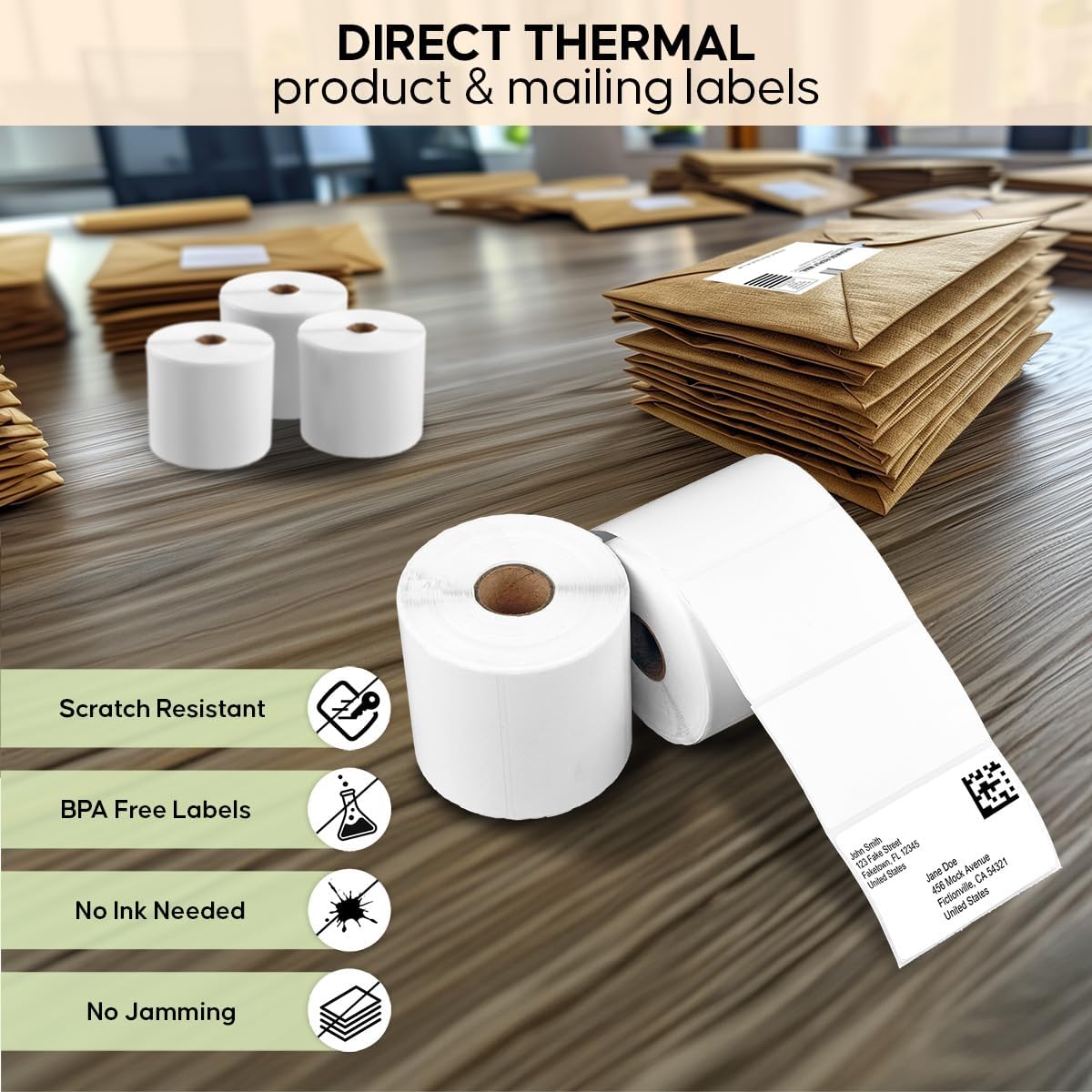 3x2 Thermal Labels - 2 Rolls, 700 Labels per Roll (1,400 Labels) - Direct Thermal Barcode Labels for Zebra, Rollo & Arkscan Printers - Image 3