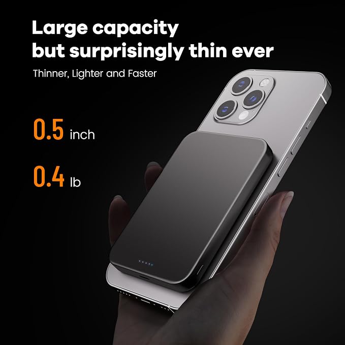 Power Bank, Ultra-Thin 10,000mAh Magnetic Wireless Portable Charger, 22.5W Fast Charging Battery Pack, Comes with USB-C Cable, Designed for iPhone Air /17/16/15/14/13/12, - Image 2