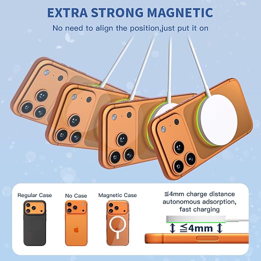 Magnetic Wireless Charger for iPhone 17 with LED Light,10FT Long Mag-Safe Charger Magnetic Charging Pad with USB C PD Adapter Fast Charging for iPhone 17/17 Air/17 Pro Max/Pro/16/15/14/13/12,AirPods - Image 4