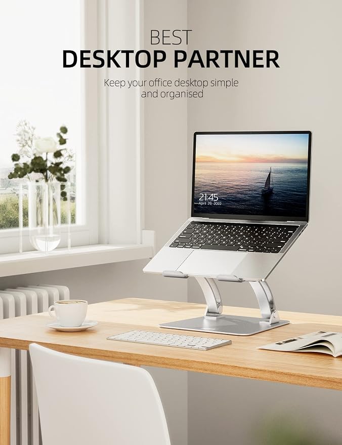 Nulaxy Ergonomic Adjustable Laptop Stand for Desk, Dual Foldable Computer Riser with Advanced Heat-Vent, Heavy-Duty Portable Notebook Holder for Posture Correction, Compatible with Mac 10-17" Laptops - Image 10