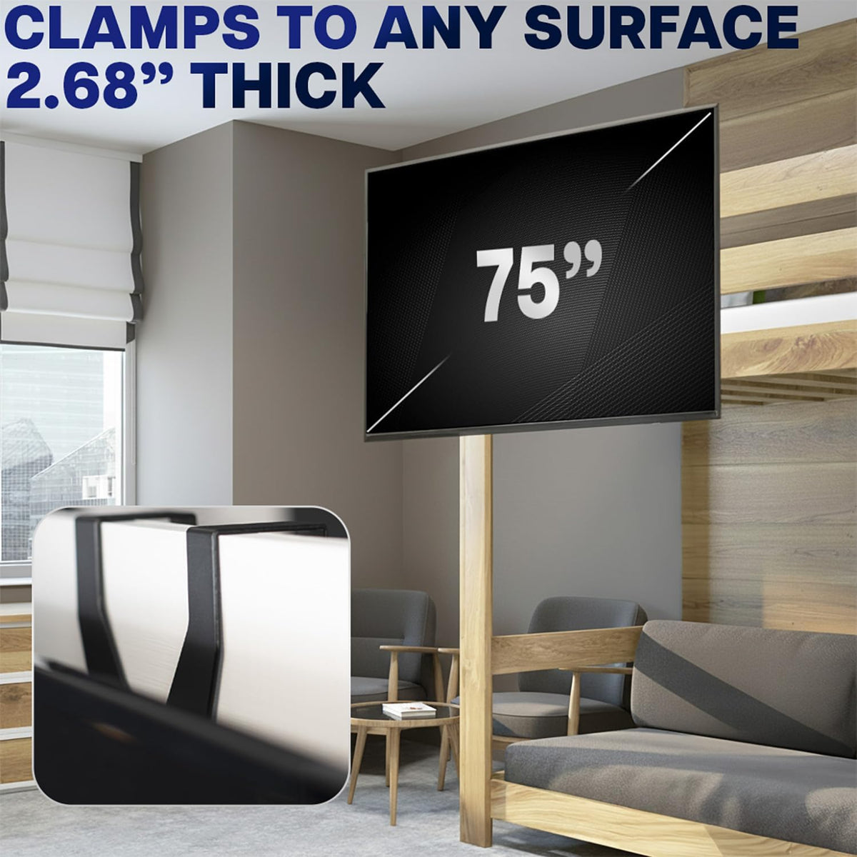 VIVO Black TV Hanger for 42-75 in Flat and Curved Screens, MOUNT-TV02LB - Image 4