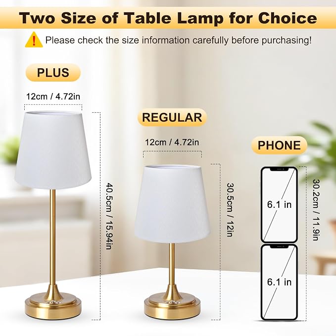 Wowag Cordless Table Lamp Rechargeable,5000mAh Battery Operated Desk Lamp,3 Colors & 7 RGB Stepless Dimmable,Touch Control Ambient Light for Bedside,Bedroom,Dining Room,Living Room,Gold,WhiteShade - Image 6