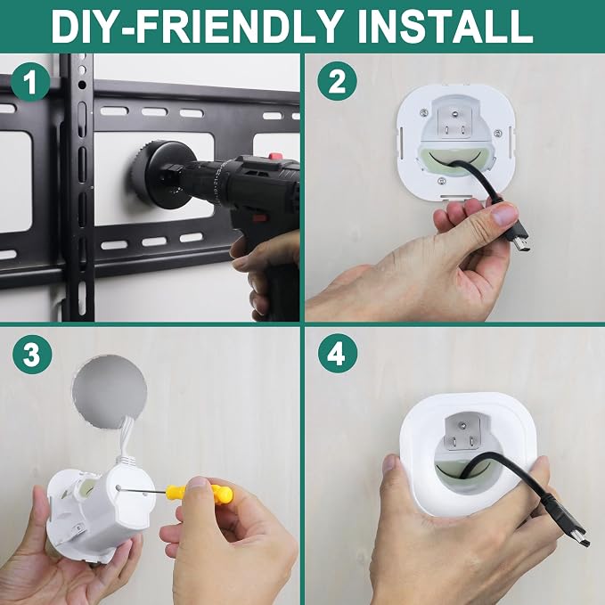 in-Wall Cable Management kit, Cord Hiding for Wall, Hide TV Wires When Mounting A TV, Includes Power & Low Voltage Cable Management, Includes Hole Saw Drill Attachment for Easy Install - Image 6