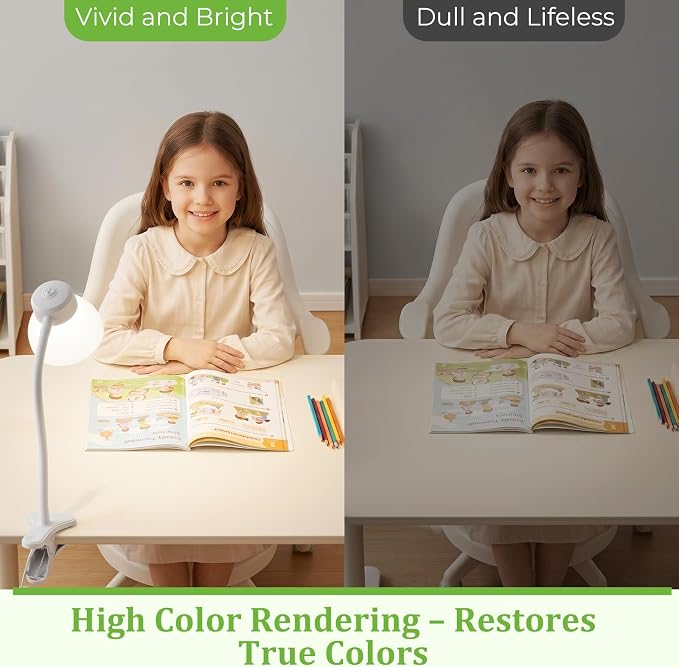 Desk Lamps for Home Office,Small LED Reading Lamp,5000K Eye-Care Desk Light | Clip On Desks Lamps for College Dorm, Kids Desk, Bed Headboard, Flexible Gooseneck, Compact Small Table Lamp - Image 4