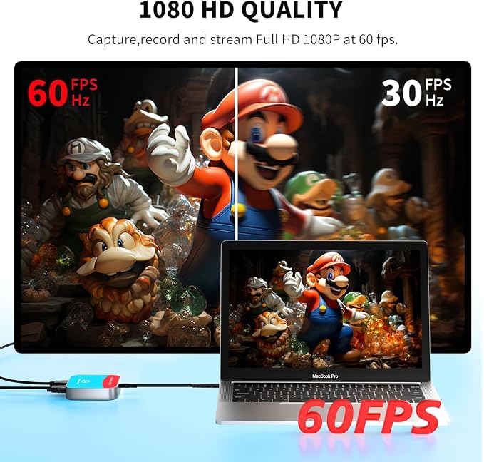 Capture Card for Nintendo Switch, 4K HDMI Capture, USB C 3.0 1080P 60FPS | Audio Video Recorder, low latency, streaming accessories, USB capture card for streaming/gaming, for PS5/Xbox/OBS/Camera/PC - Image 3