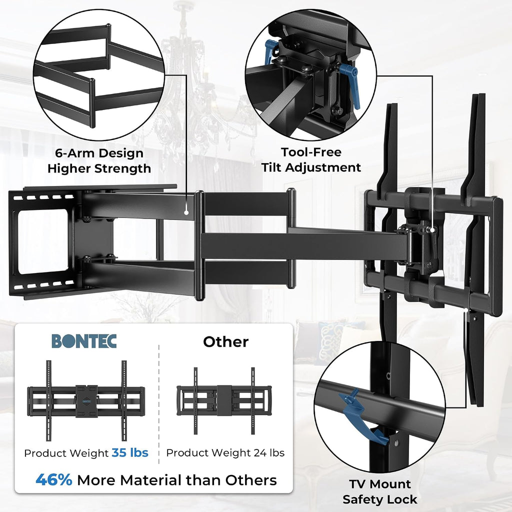 Heavy Duty TV Wall Mount with Extra Long Extendable Arm for 60–110 Inch TVs - Image 5