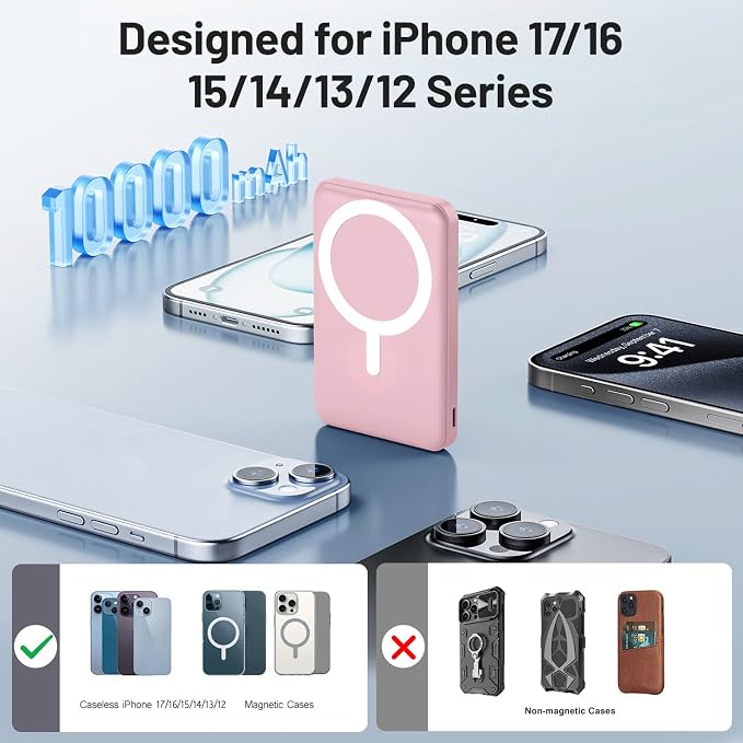 AOGUERBE for MagSafe Portable Charger, 10000mAh Magnetic Charger for iPhone | Power Bank with Stand, 22.5W Fast Charging, LED Display, Wireless Battery Pack for iPhone 17/16/15/14/13/12, Travel Essential - Image 3